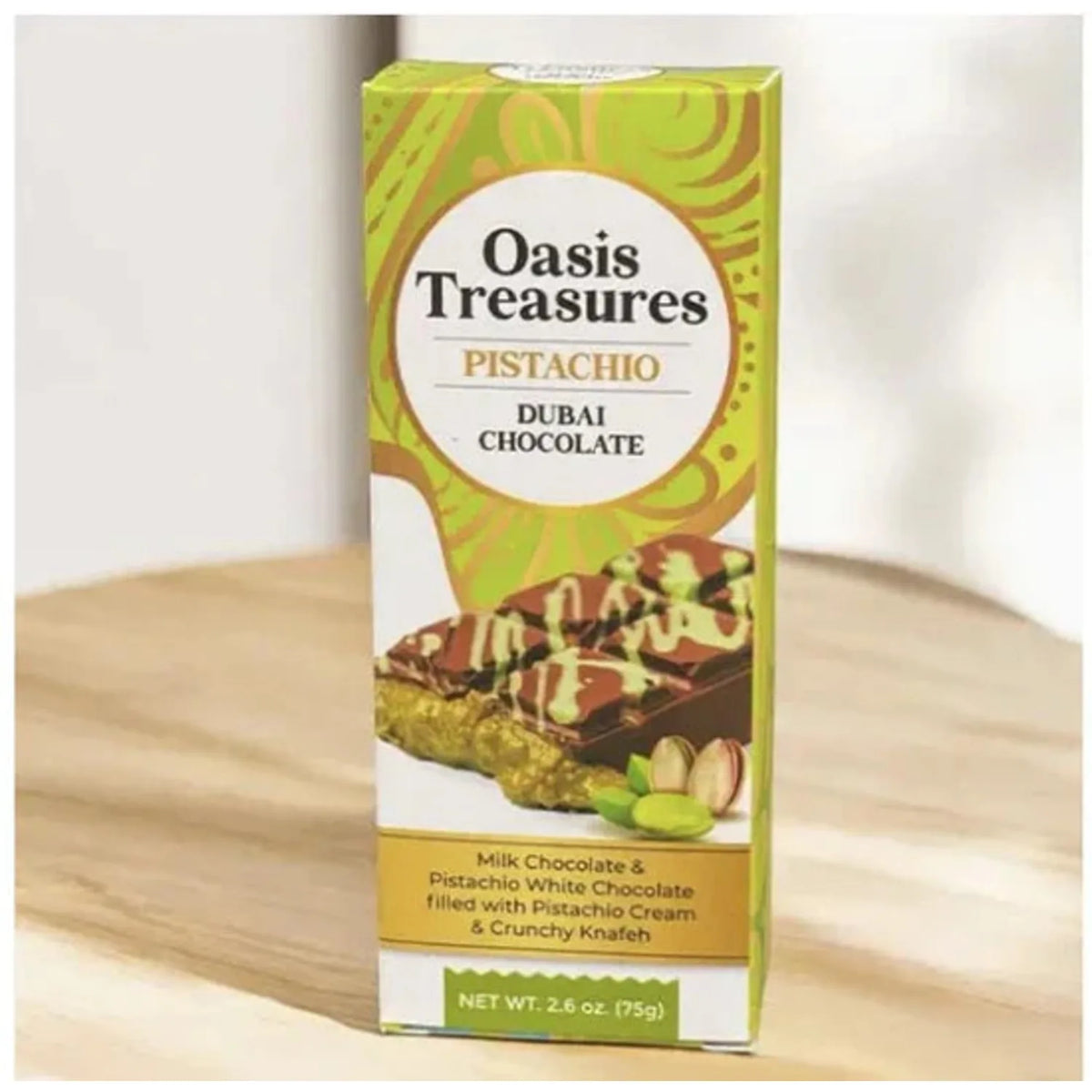 Oasis Treasures Dubai Chocolate Pistachio Knafeh Bar 75g